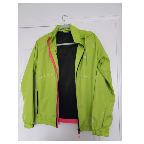 New  Balance Jacket Womens Small Green Hooded Full Zip Run Jog Hood Pockets - Picture 12 of 13